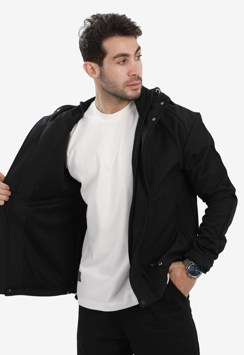 White Rabbit Men’s Softshell Water-Resistant Jacket – Full Zip Hooded Design - Image 3